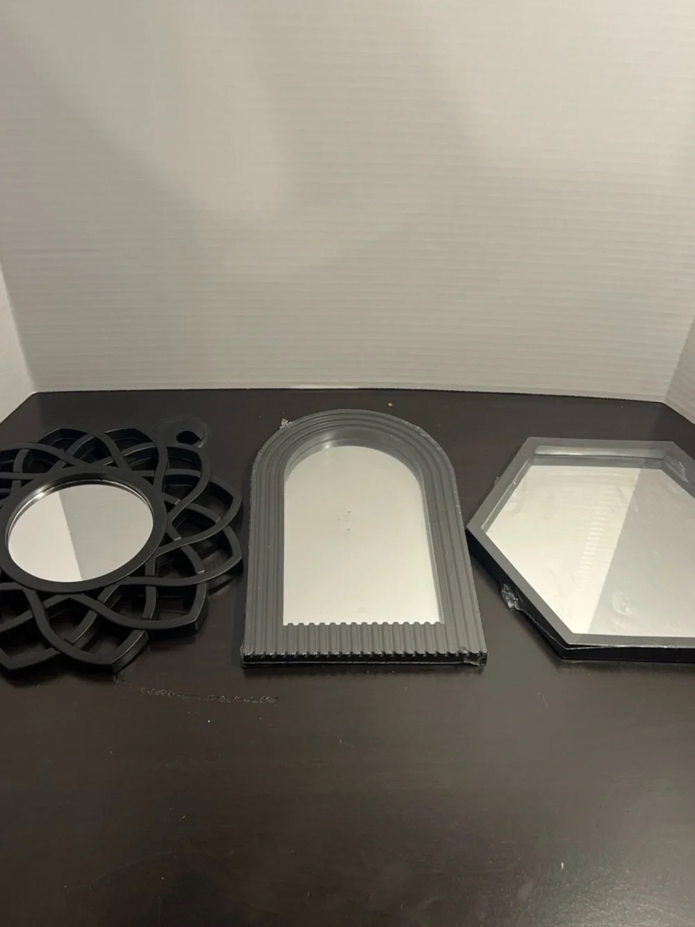 Black Decorative Wall Mirror Trio - Modern Home Wall Decor